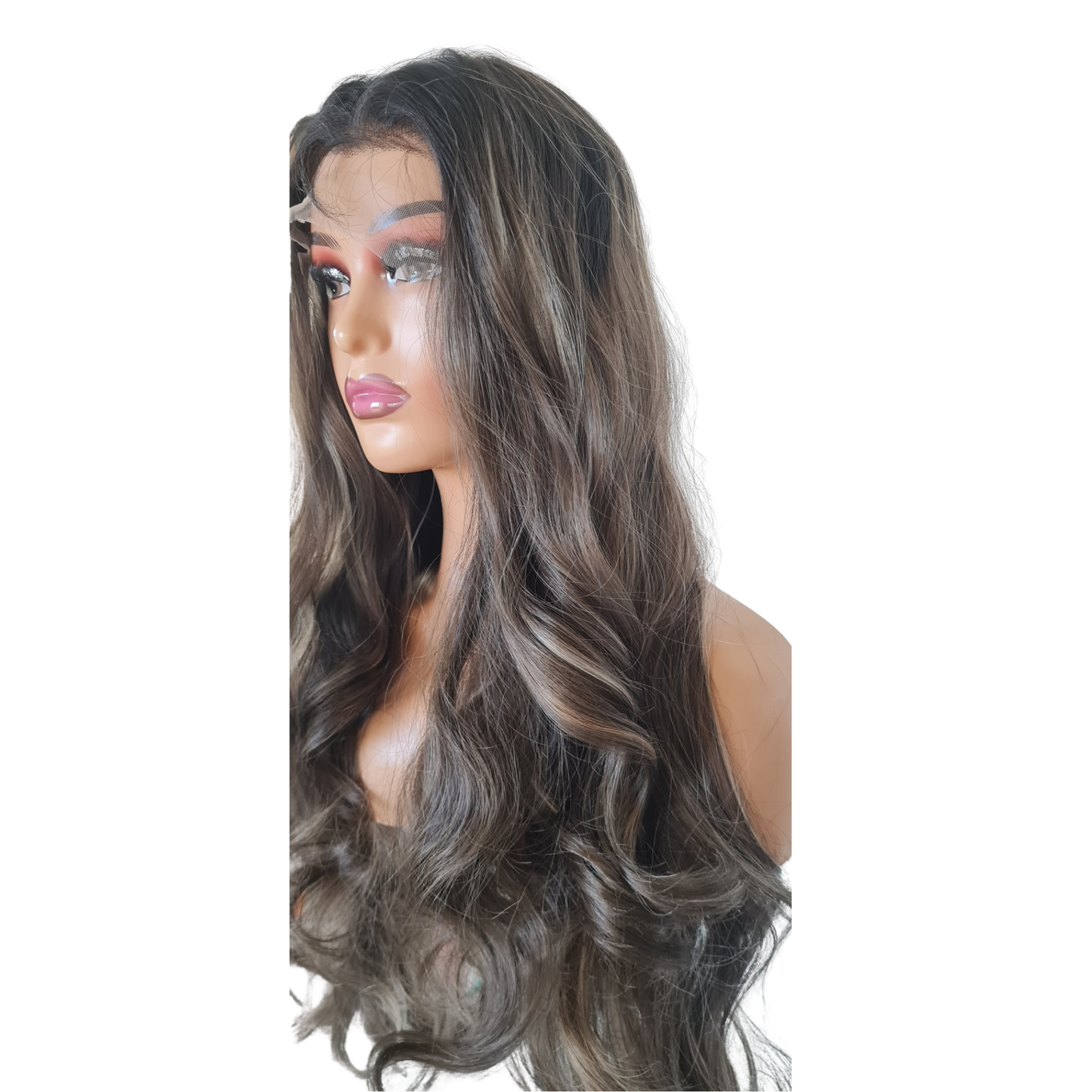Brown and blond balayage humanhair blend wig