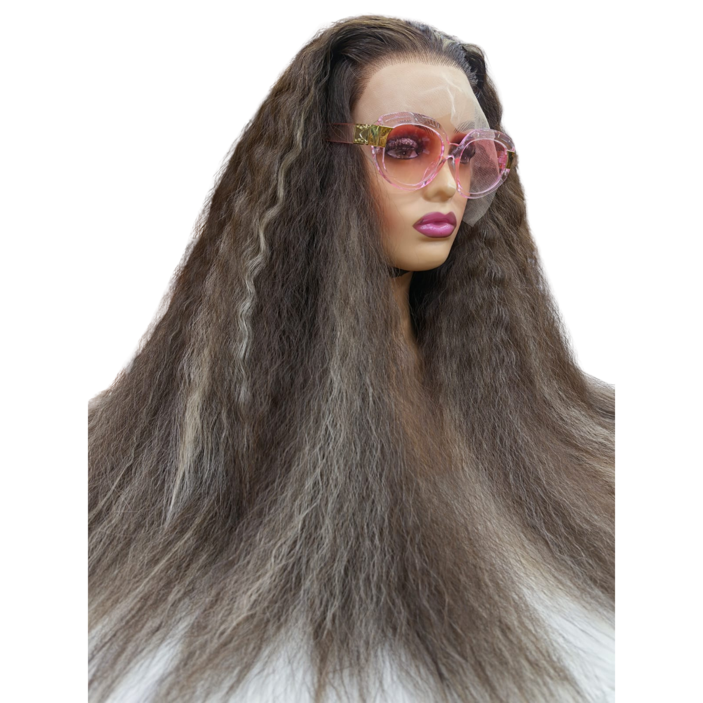 Futura lace front curly wig - 22inch - Brunette with Icy Highlights