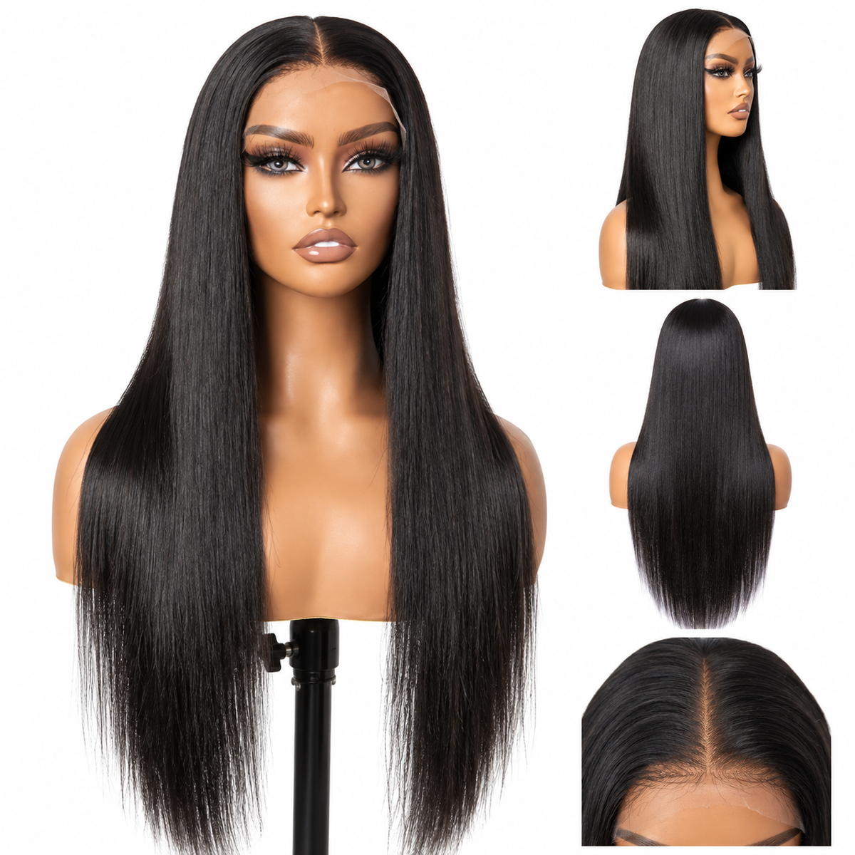 100% Human Hair 5 x 5 closure - glueless wig -Double drawn