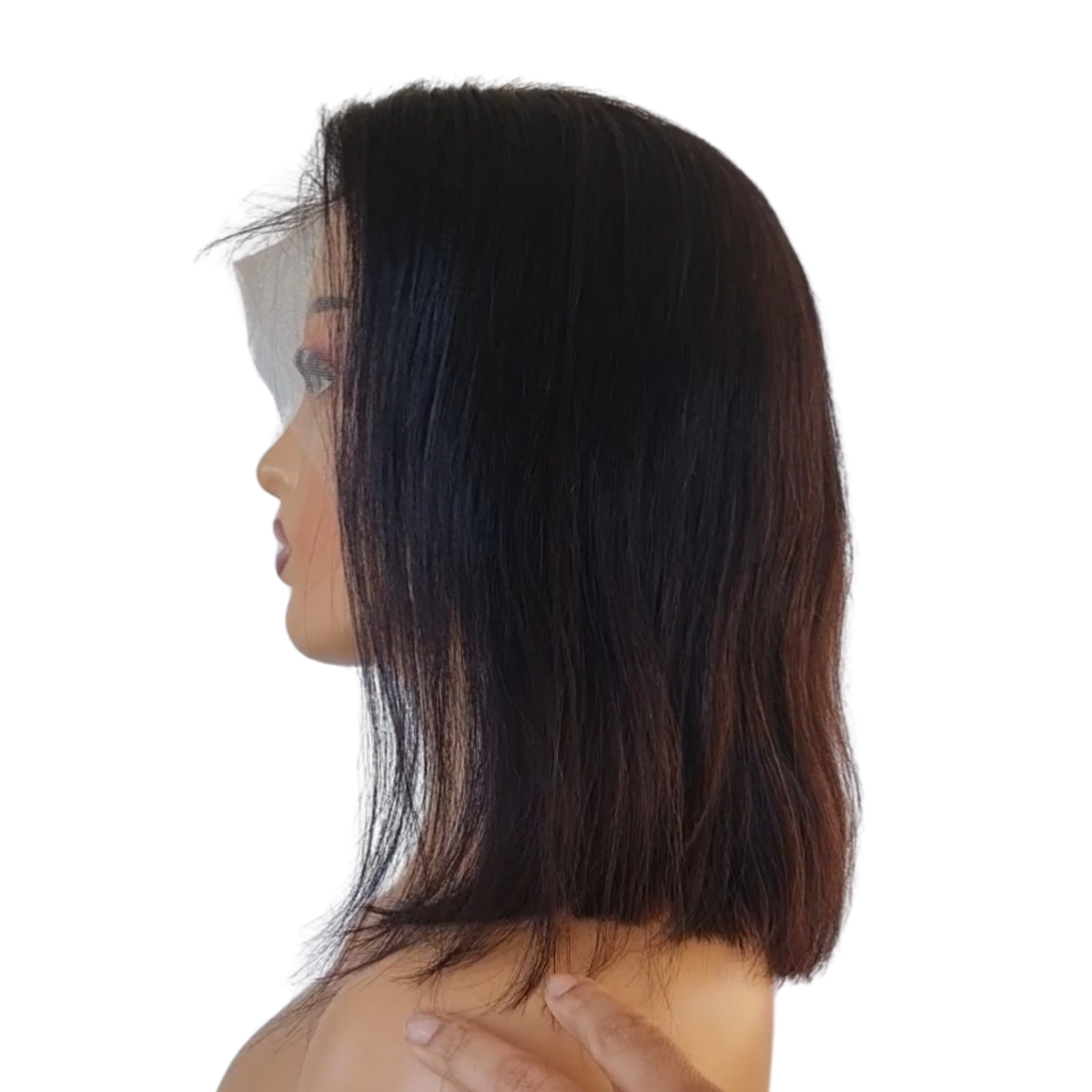 Human hair - 13x4 Swiss lace closure wig - single drawn - straight - natural black