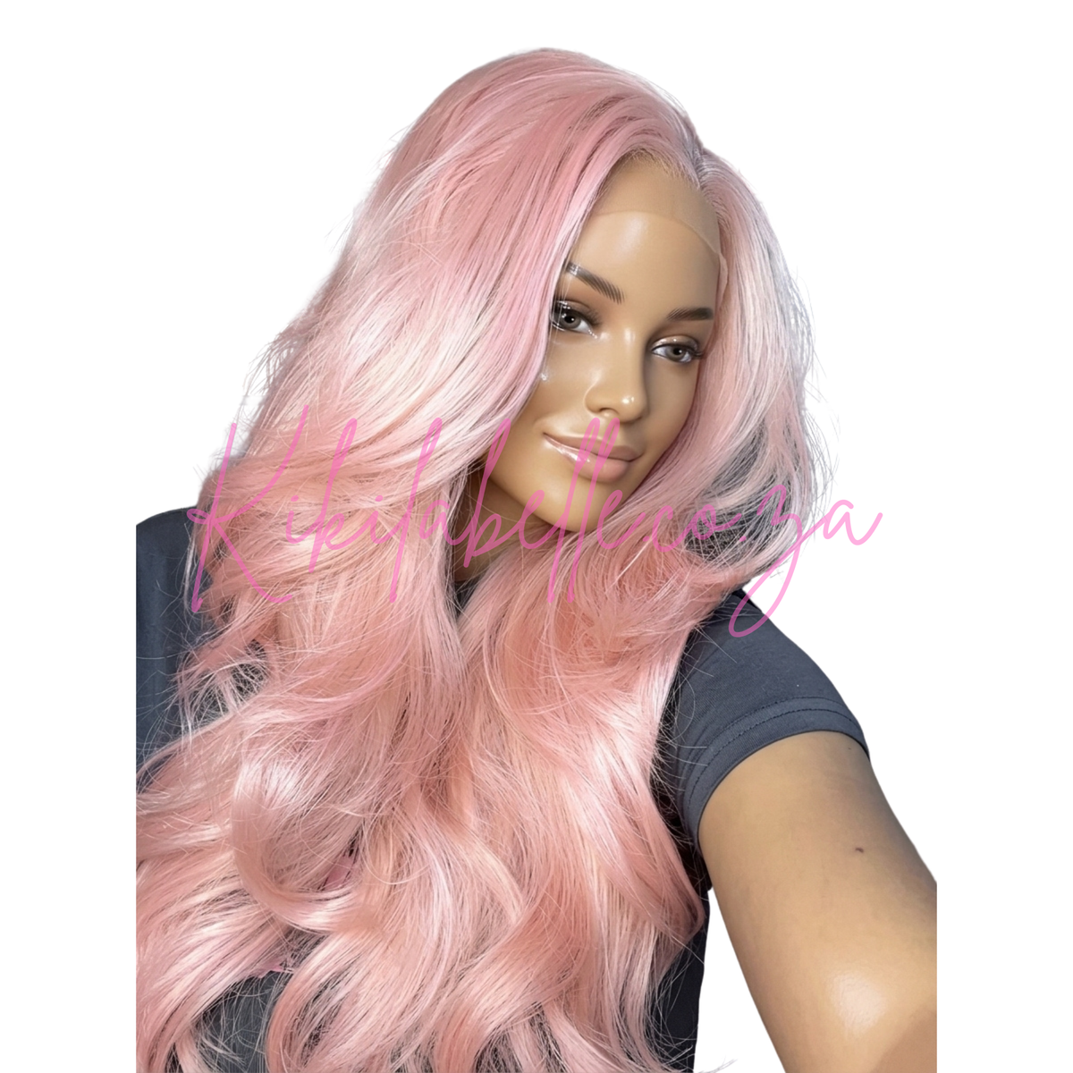 Candy floss - 30" Soft pink Human hair blend layered wig