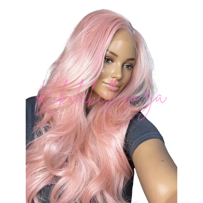 Candy floss - 30" Soft pink Human hair blend layered wig