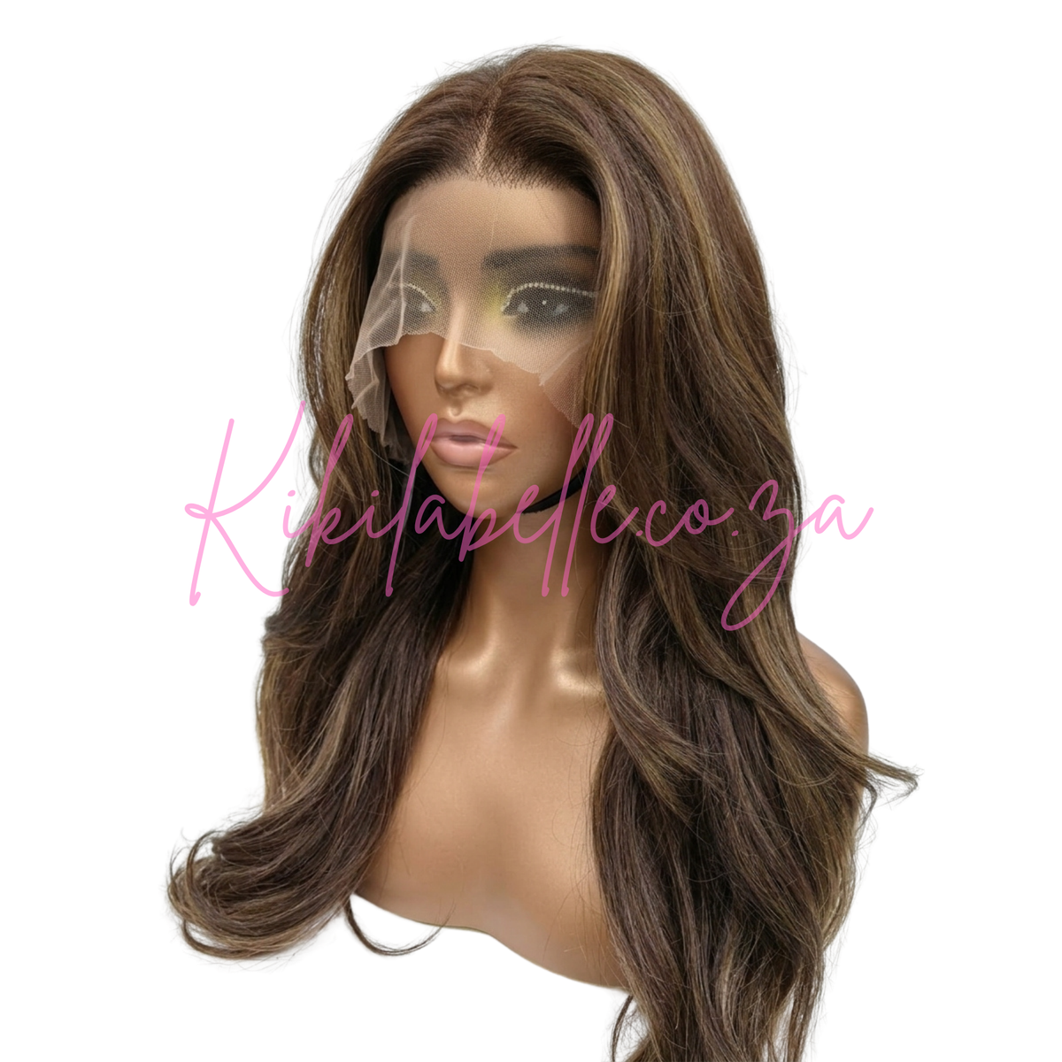 Rachel - 18" Human hair blend wig - Layered - Brown balayage