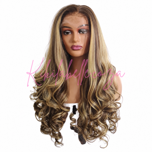 Ariel range - 28" Human Hair blend wig - Blond balayage