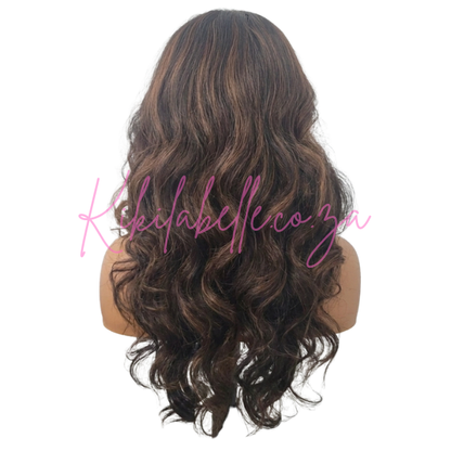Chava - 24" Futura fiber wig - wavy - brown highlighs