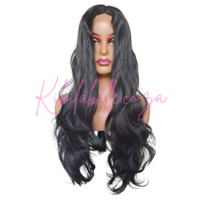 Malkia - 28" - Human hair blend - Black wavy