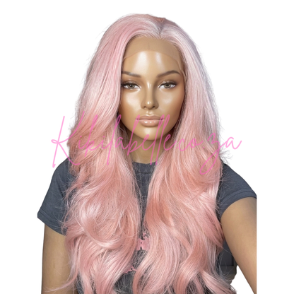 Candy floss - 30" Soft pink Human hair blend layered wig