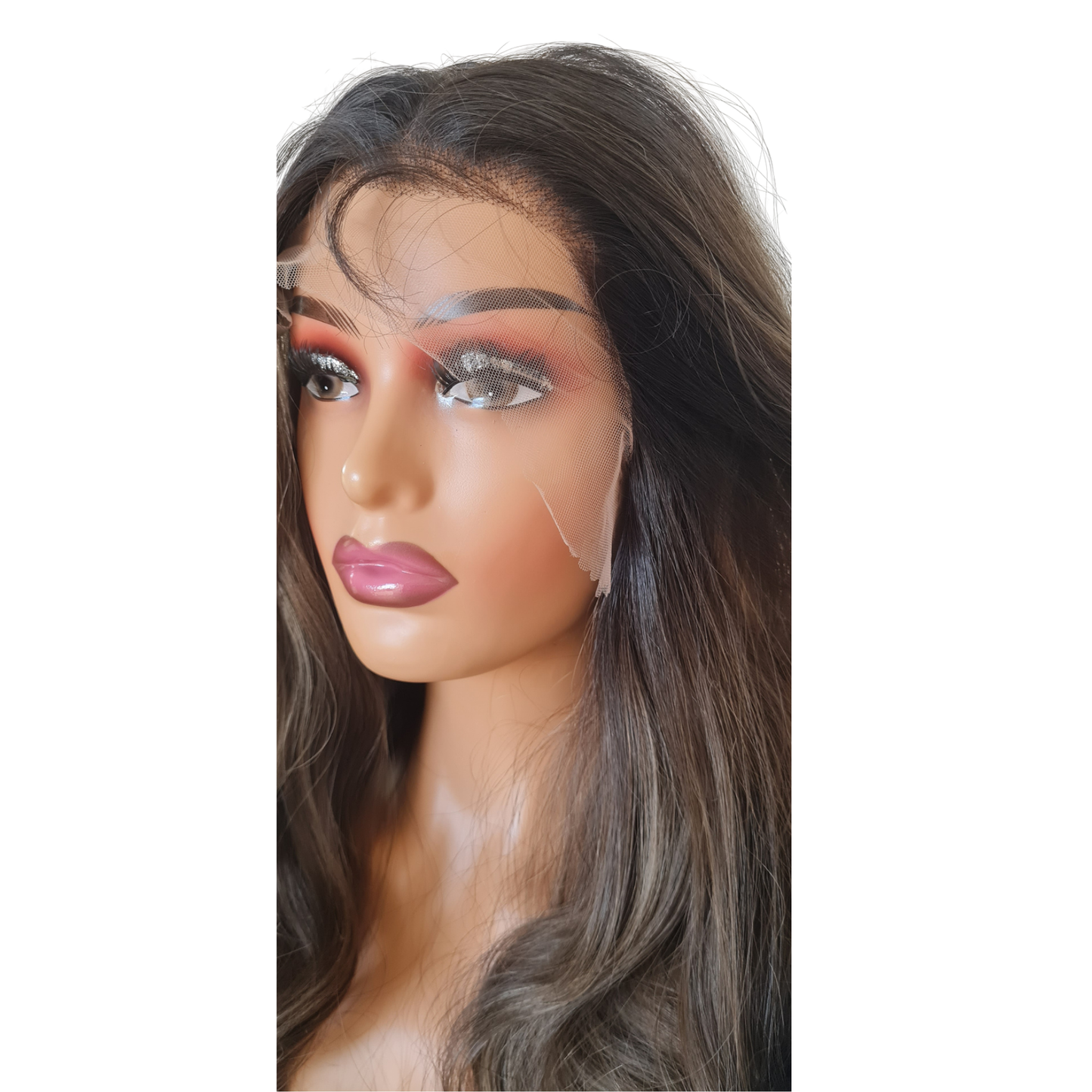 Brown and blond balayage humanhair blend wig