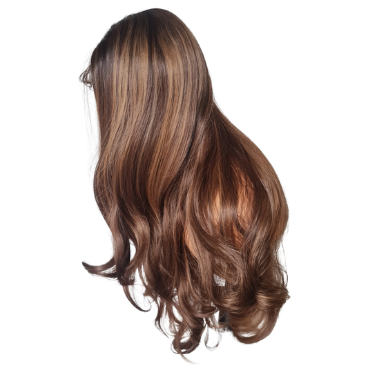 Stacy - 30" Brown balayage Human hair blend layered wig