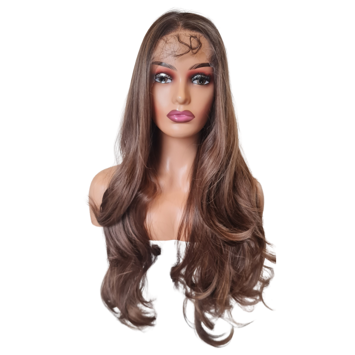 Stacy - 30" Brown balayage Human hair blend layered wig