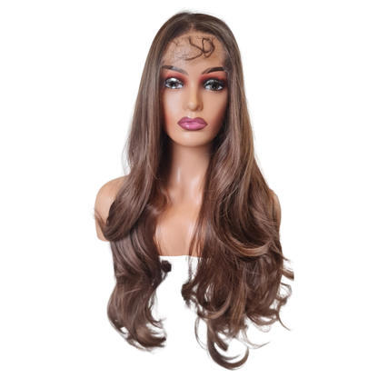Stacy - 30" Brown balayage Human hair blend layered wig