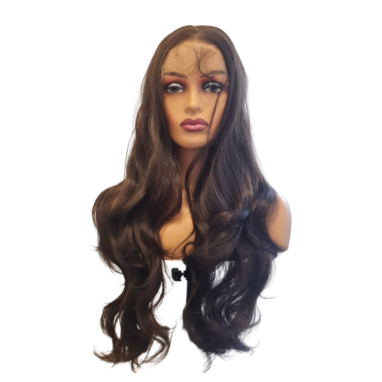 Leila - 30" Brown Human hair blend layered wig