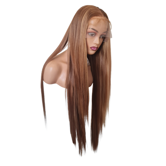 Aviva - 32" bus down human hair blend wig blond balayage