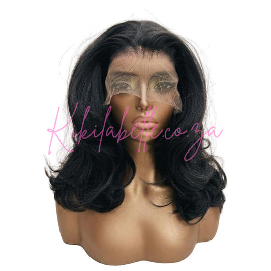 Blow out range - 18" Human hair blend layered wig - Black