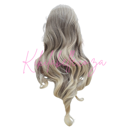 Ice Spice - 30" White / blond Human hair blend layered wig