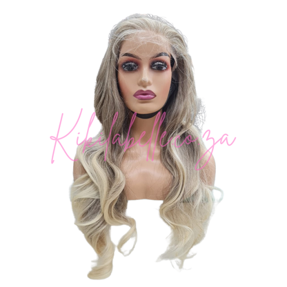 Ice Spice - 30" White / blond Human hair blend layered wig