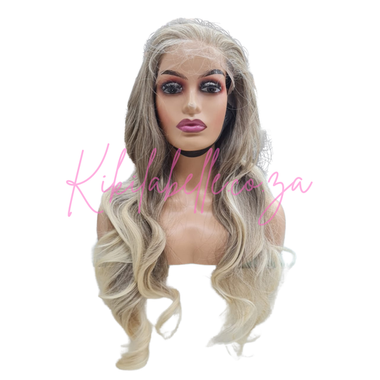 Ice Spice - 30" White / blond Human hair blend layered wig