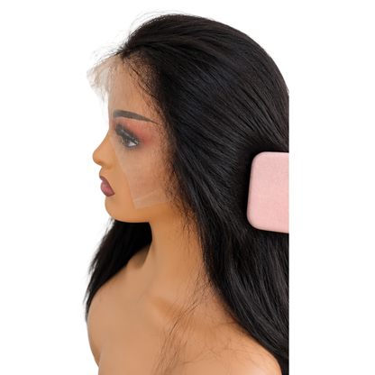 100% Human Hair - 13x4 HD lace closure - straight wig - natural black