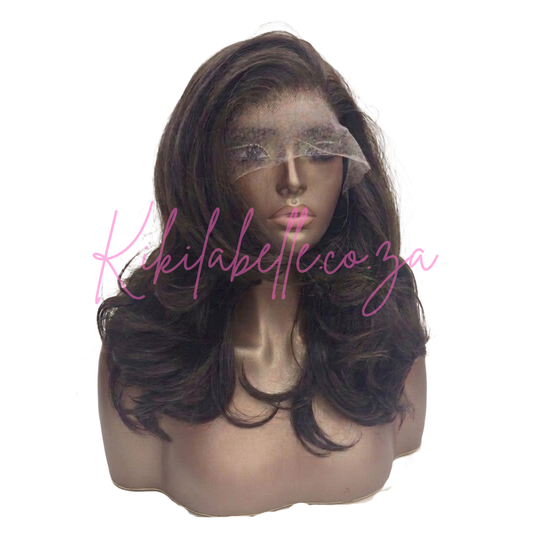 Blow out range - 18" Human hair blend layered wig - Brown