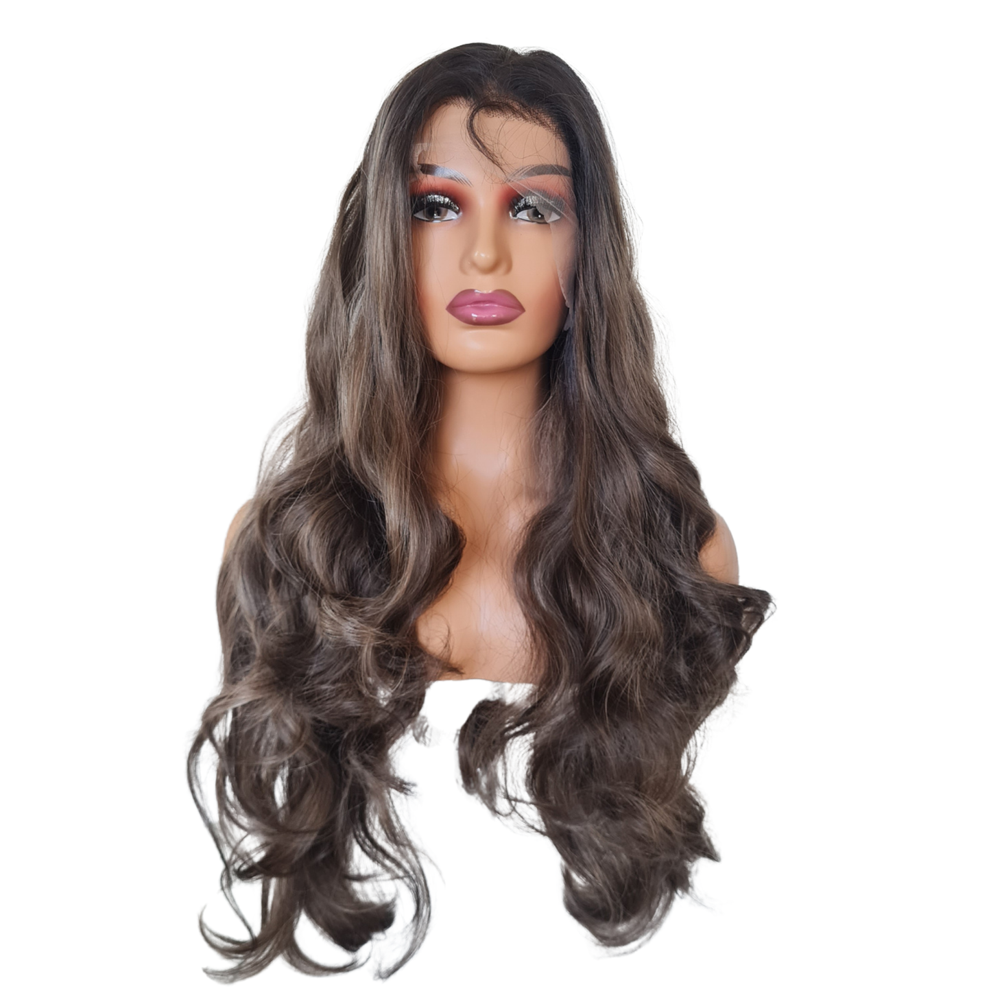Brown and blond balayage humanhair blend wig