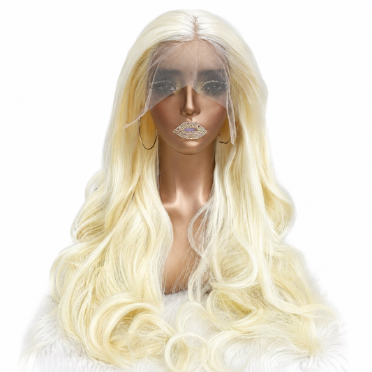 26" - Human hair blend - Icy white