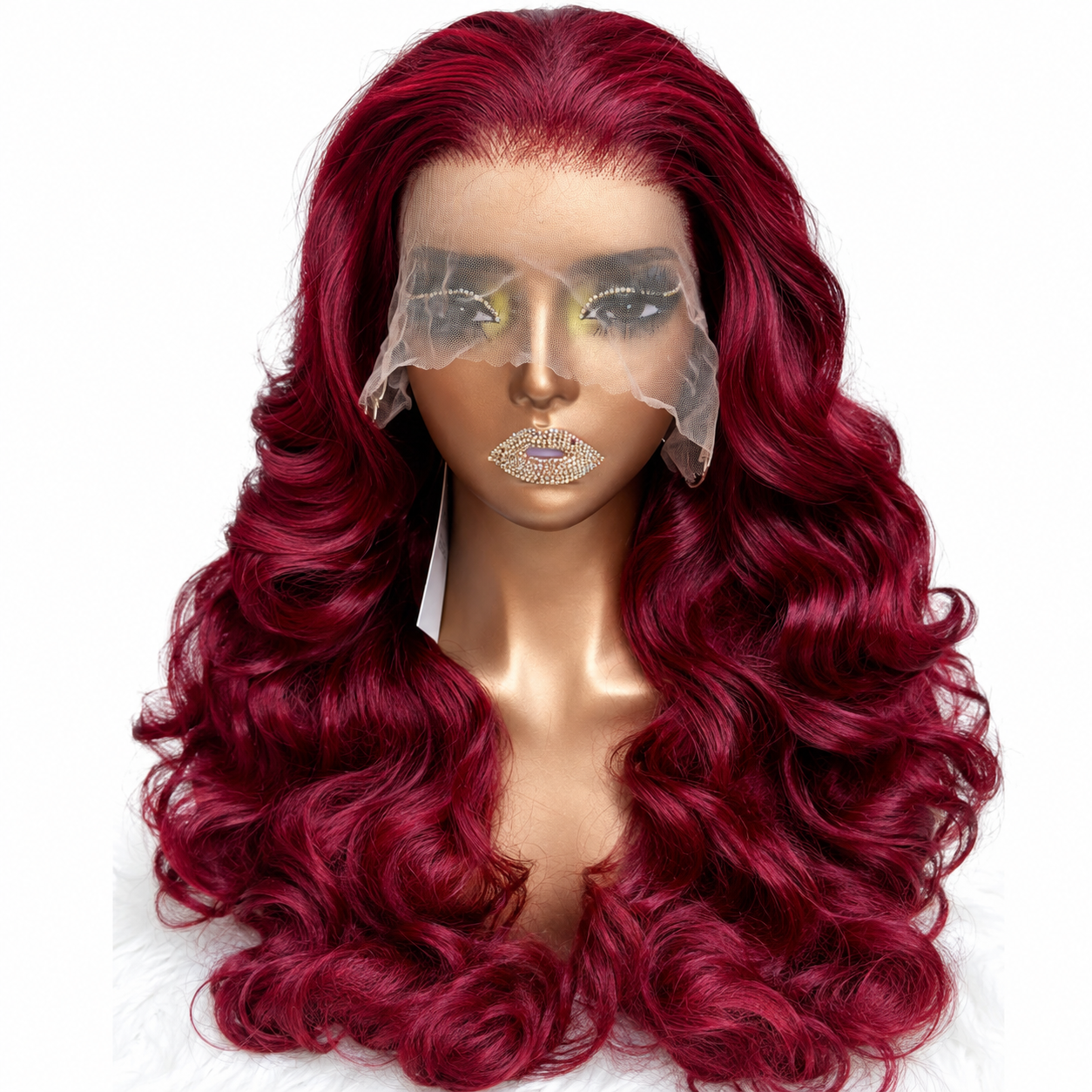 28inch - Human hair blend - wavy curl - ruby red