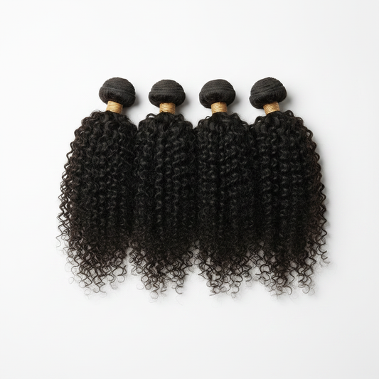 Curly Hair Bundles Flat Lay