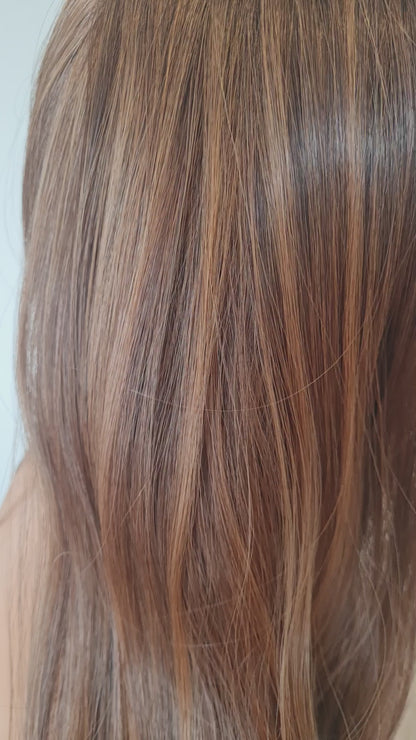 Stacy - 30" Brown balayage Human hair blend layered wig