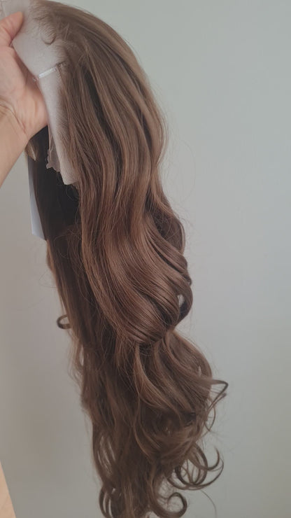 Talia - 30" light brown Human hair blend layered wig