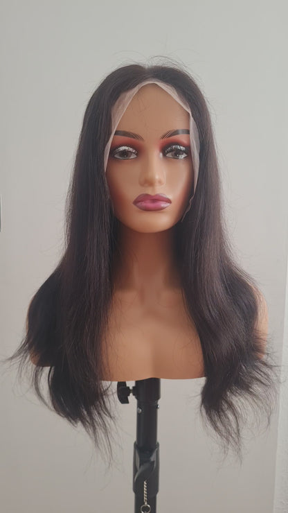 100% Human Hair - 13x4 HD lace closure - straight wig - natural black