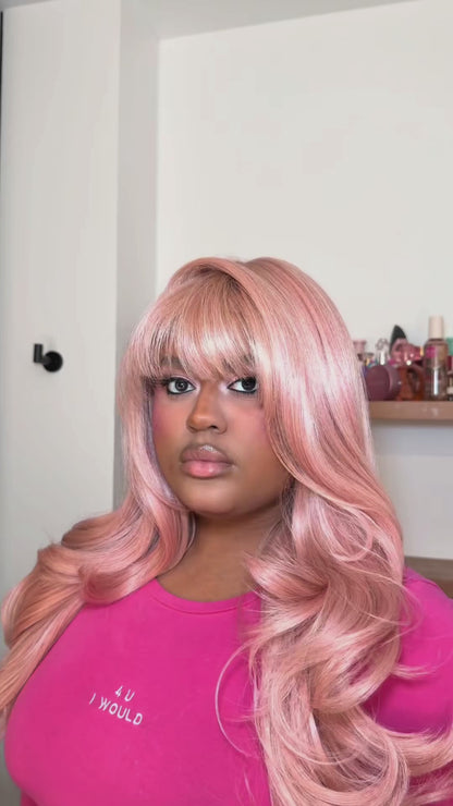 Candy floss - 30" Soft pink Human hair blend layered wig