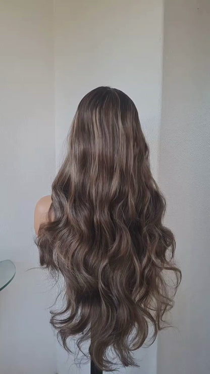 Brown and blond balayage humanhair blend wig