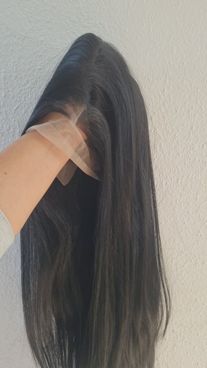 24" Black bus down wig - Japanese Futura fiber