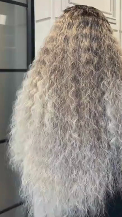 30 inch Futura Water-Wave Lace Front Wig - Blond with white highlights