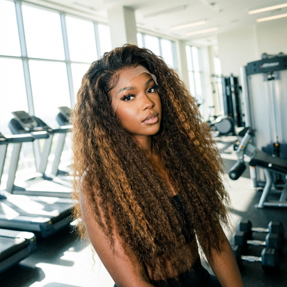 Futura lace front curly wig - 22inch -Dark brown ombre highlights