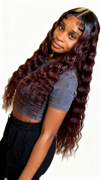 30 inch Futura Water-Wave Lace Front Wig - Burgandy