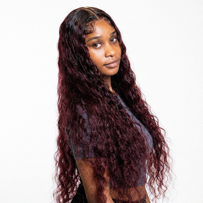 30 inch Futura Water-Wave Lace Front Wig - Burgandy